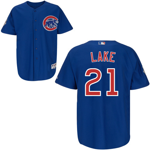 Junior Lake #21 mlb Jersey-Chicago Cubs Women's Authentic Alternate 2 Blue Baseball Jersey